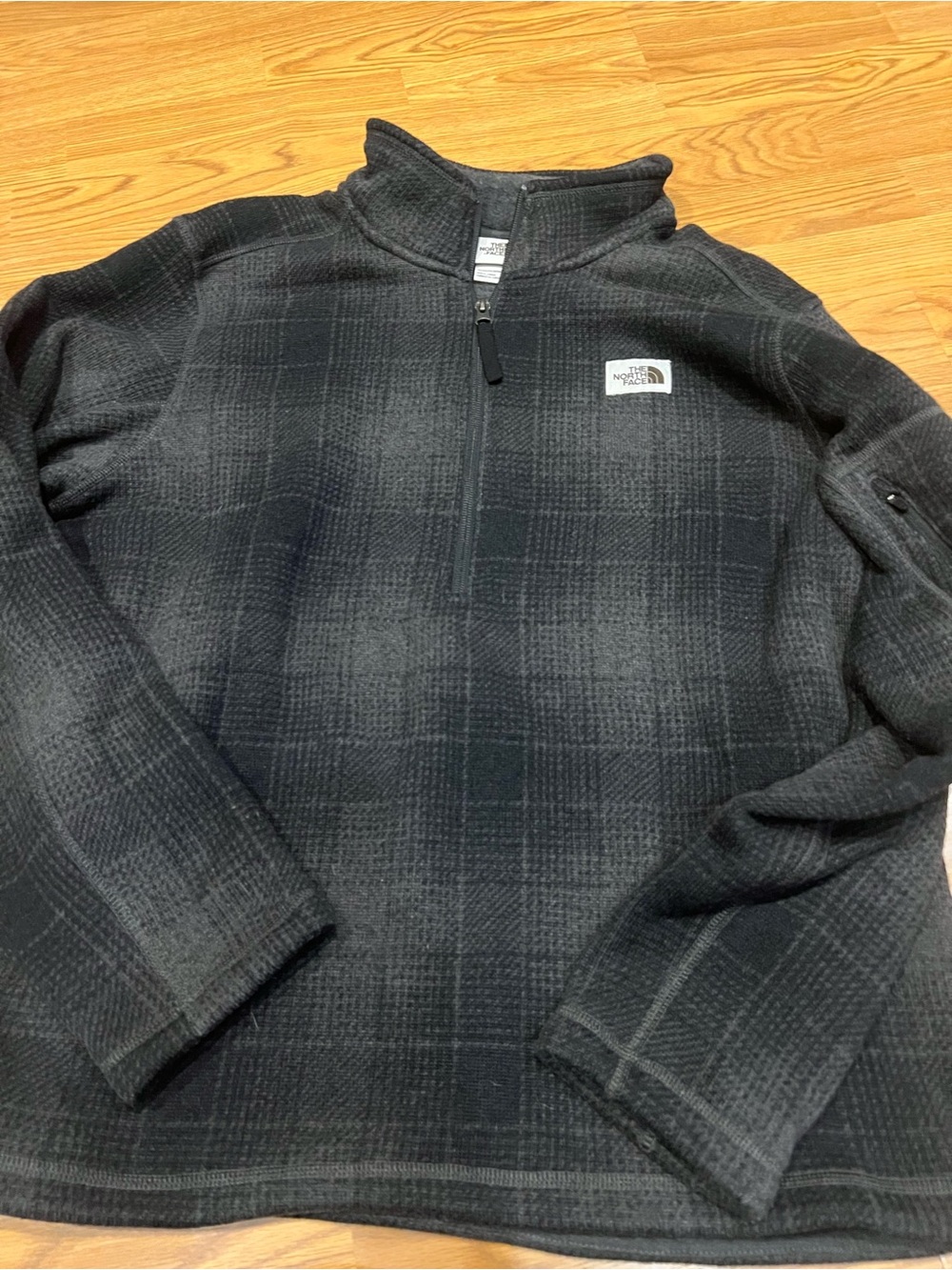 The North Face Gordon Lyons 1/4 Zip Sweater Fleece Pullover Grey Plaid Men's L